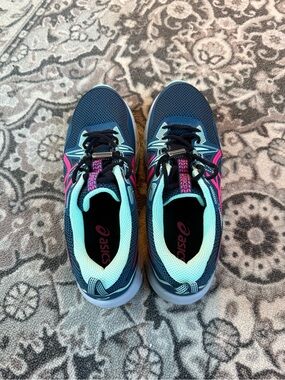 ASICS Navy Running Shoes with Pink and Aqua Accents